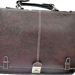 Leather Accessories - Soft Leather Briefcase, Unisex Laptop Office Bag with Multiple compartments, Combination Lock, Documnent Office Bag (Black)-image-29