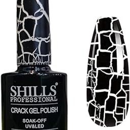 SHILLS Professional Crack Gel Polish, UV & LED, Soak-Off, White, 7.5ml (Black, 7.5 ml)-image-9