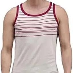zoiro Trends Super Combed Cotton Striped Singlet for Men with U-Neckline & Sleeveless-picture-0
