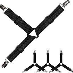 Bed Sheet Holder Corner Straps - 4 pcs Black, Mattress Cover Clips to Hold Sheets in Place, Adjustable Bed Bands Elastic Fasteners/Grippers/Suspenders Fitted for Bedding, Keepers, Bedsheet Tie Downs.-16