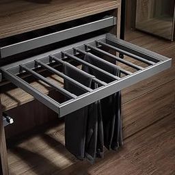 DBR Wardrobe Pull Out Trouser Pants/Sharee Rack with Soft Close 900mm Aluminum Alloy Material Color: Gray-image-26