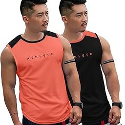 || Mens || Sleevless || Printed || Athlete || Polyester || Combo Gym Vest (Pack of 2)-image-96