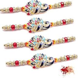 Men's Peacock Rakhi for Brother with Tilak Material and Greeting Card-image-55