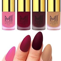 MI FASHION Velvet Matte Nail Polish Combo Sets For Women Classic Touch, Lasting Style 9.9ml Baby Pink, Mauve, Red Wine, Nude (Pack Of-4)-image-66