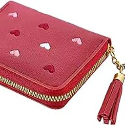 Stylish Wallet for Girls & Women with Heart Patterns & Attached Star Pendant & Tassel (RED) | Stylish PU Leather Red Wallet for Girls, Ladies, Women-16