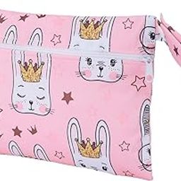 Cloth Diaper Bag, Soft Skin Friendly Safe Eco Friendly Cute Exquisite Cartoon Diaper Storage Bag for Home Travel for Camping Outing for Parents(No. 30 Pink Rabbit)-image-0