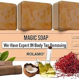 ROLAMO Magic Soap For Tan Removal Sandalwood & Saffron and Coconut oil Magic Soaps For Bath | Paraben Free | Chandan & Kesar Bath Soap | Handmade Soaps For Glowing | Skin Brightening Soap For Men & Women - 3Pack (3 Pis Fregrance)-image-93