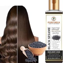 Pureindia Black sesame Oil For Hair & Skin, Cold Pressed Oil, For Dry Hair | Til ka Tel | Night Oil| Body Oi Massage Oil | Joint Pain Oil |For Ultra Clear & Fair Skin | For Dry & Damaged Hair, Kaale Til ka Tel. 100ml, Pack Of -1-image-68
