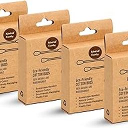 Kind of Earthy Bamboo Ear Buds | Multipurpose Double Tip Cotton Swabs | Q tip | 75 Stems |300 Ear Swabs (Pack of 4) Comes with a Reusable Cotton Potli Pouch-23