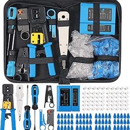 SmartTech Crimping Tool All in one PassThrough kit, Combo Tool Kit Cat5 Cat5e Cat6 RJ45 Network Cable Tester with Wire Cutter Crimper-image-42