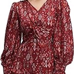 Womens V-Neck Ethnic Motifs Printed Cut-Out Mini Fit &Flare Dress | Chic & Stylish for Casual & Special Occasions| Stylish-image-3