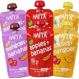 Happa Organic Food, Favourite Fruits Variety Pack (Apple+ Mango, Mango + Banana, Apple + Banana), 100 Gram Pouch, Pack of 6-87