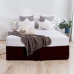 SLEEPINO - Box Pleated Bed Skirt King Size (72x78 Inches) 18 - Inch Tailored Drop Easy Fit King Bed - Center & Corner Pleats | Wine-image-25