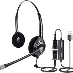 VoiceJoy USB Plug Headphone Call Center Noise Cancelling Headset with Quick Disconnect,Adjustable Mic, Mute Volume Control for Calls on Laptops Computer-image-75