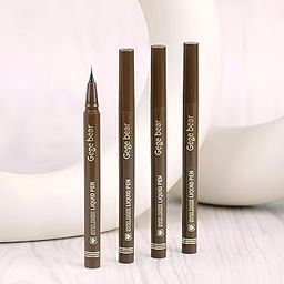 Gege Bear Fine Tracing Quick Eyeliner Liquid Pen | Waterproof Smudge Proof Eye Makeup | 4 Color Brown Black Eye liner | Fine Tip Precision Application | Long Lasting Color Eyeliner Set | Quick Dry Formula | Eye Makeup for Teens Girls Gen Z (01#Black, 1ml)-image-30