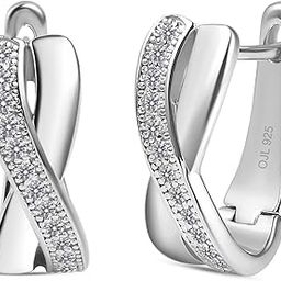 925 Silver Criss Cross American Diamond Hoops Earrings for Women and Girls | With Certificate of Authenticity & 925 Stamp | Life-time Warranty*-image-25