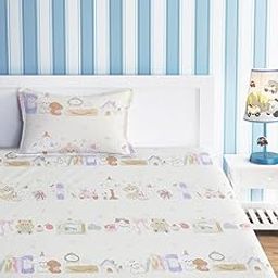 URBAN DREAM Kids Teddy Tea Party Print White and Pink BEDSHEET Set (Single Bed)-image-34