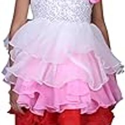 Girls White+Red Colour Frock-image-49