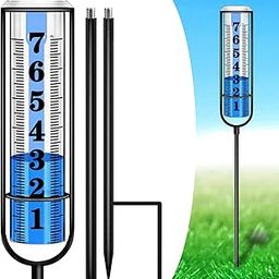 Rain Gauge Outdoor, Rain Gauges Outdoors Best Rated, Accurate Rain Measure Gauge for Garden, Thickened Tube Rain Meter with Stake, Adjustable Height & Large Font Water Gauge for Rain, Easy to Read-29