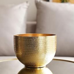 Pure Home + Living Gold Hammered Round Metal Bowl-image-20