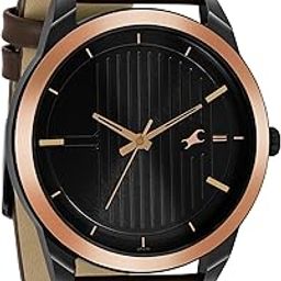 Men Stunners Quartz Analog Black Dial Leather Strap Watch for Guys-3308KL01/NT3308KL01-image-92