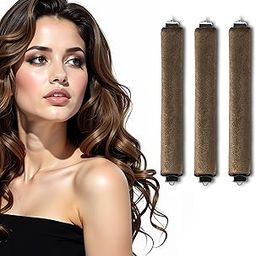 Heatless Hair Curler for Woman, Flexible Curling Rod with Hook, No Heat Curls to Sleep for Curl Rods, Heatless Curls for Blowout Hair, Heatless Curls Headband for All Hair Types, Overnight Heatless Hair Curler for Natural Hair, Easy to Use Rollers for All Hair Types, Satin Rollers for All Hair Types, Valvet (Brown, Medium)-image-13
