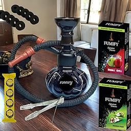 FUMIFY Premium Hookah Pot Set | Complete Decorative Hookah Kit with Hose, Base & Accessories | Stylish Home Décor Showpiece for Party & Gifting (Black)-image-23