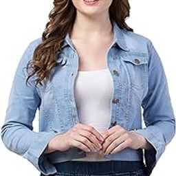 Women's Solid Regular Jacket (IN, Alpha, S, Regular, Light Blue) |Material: Denim Blend-34