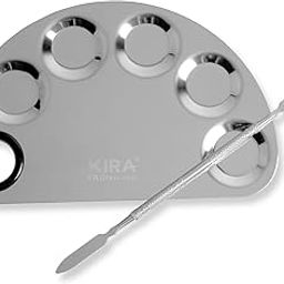 Kira Stainless Steel Professional Beauty Salon Color Cream Cosmetic Mixing Makeup Palette, Spatula Makeup Artist Nail Art Tool (half round)-32