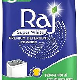 Raj Super White Premium Detergent Washing Powder | Tough on Stains | Safe and Gentle on Fabrics | 5kg (Pack of 1kg X 5pcs)-picture-15