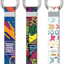 Fabric 3 Pcs Multicolored Motivational Quotes Lanyard Keychain Tag Holder For All Bikes Cars Rider Boys Girls Keychains Tag Holder (6 X 1 Inch)-16