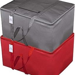 Heart Home Small Size Lightweight Foldable Rexine Jumbo Underbed Storage Bag With Zipper And Handle (Grey & Red)-Pack of 2 (F_26_HEARTH016816)-image-32