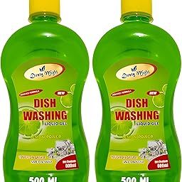 Dusty Might Dishwash Liquid Gel With Green Lemon Fragrance Leaves No Residue Grease Cleaner For All Utensils (Pack of 5 x 500 ml)-image-49