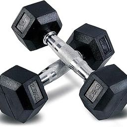 Konark Iron Rubber Coated Hex Professional Exercise Hexa Dumbbells 2.5KG (Pack of 2) (Silver, Black)-picture-25