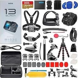 GoPro HERO13 (Hero 13) Black - Waterproof Action Camera with 5.3K, 27MP Photos, Live Streaming, Webcam, Stabilization + 128GB Card, Card Reader, 50 Piece Accessory Kit - Bundle-4