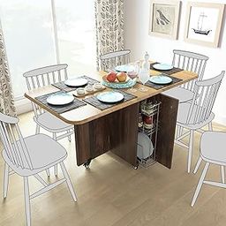 Studio Kook ABBA Engineered Wood 6 Seater Folding Dining Table (Junglewood, Matte Finish. Without Chairs)-25