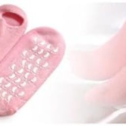 Spa Gel Socks Pair Moisturize Skincare Gel Therapy Treatment Reusable Socks; Cracked Skin Repair Moisturizing For Dry Feet; Vitamin & Whitening Exfoliating Winter Care - Pink-picture-11