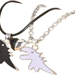 2/4Pcs Set Love Heart Couple Dinosaur Rope Chain Necklace Bracelet Matching Pendant Adjustable for Women Men Jewelry Gifts Valentine’s Day Friendship Best Friend-image-99