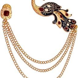 Sweater Vintage Bird Peacock Golden, Black,Red Tassel Lapel Layer Chain Brooch For Men And Boys-picture-26