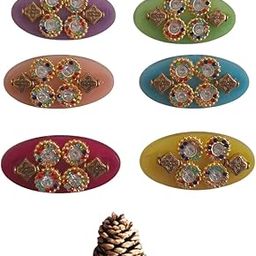 Saree Pin for Woman & Girls | Multicolor Fancy Safety Sari Pins Embroidery Work Pins | Pleats Pallu Dresses Lehangas for Women (Multicolour,6 Pins)-image-88