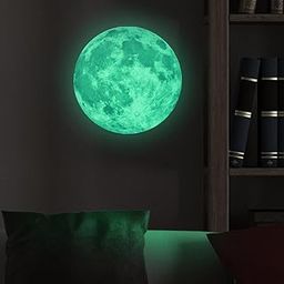 Desi Rang Glow in The Dark Moon Large 30 cm Green Color (in Day) Wall Sticker 3D Luminous Ceiling Decal for Kids Bedroom, Nursery & Home Decor Self-Adhesive Radium Starry Astronomy Sky Set-image-12