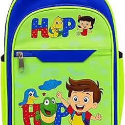 Kids School Backpack, 20L Capacity, Blue and Green, Waterproof Nylon, Multiple Compartments, Adjustable Straps, Medium Size-image-3