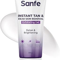 Sanfe Instant Tan & Dead Skin Removal Exfoliating Gel | Visibly Removes Tan | AHA Exfoliation in Minutes | Smooth & Bright Skin | 200g-18