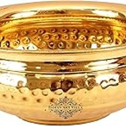 INDIAN ART VILLA Brass Urli Bowl for Floating Flowers and Tea-Light Candles - Home, Office, and Table Decor, Diameter-6 inch-image-12