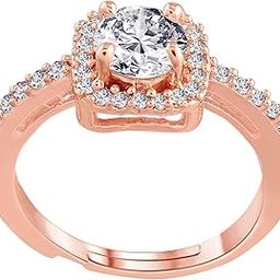 Rose Gold Plated Valentines Special Elegant Classy CZ Crystal Adjustable Designer Finger Ring for Women and Girls-image-54