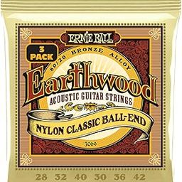 Ernie ball 3069 Earthwood Folk Nylon Ball End 28-42 Acoustic Guitar Strings 3 Packs-picture-16