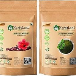HerbsLand® Premium Hibiscus and Indigo Leaf (Indigofera tinctoria) powder for Hair Growth (150gm Each) (pack of 2) (300gm)-picture-49