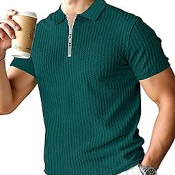 Polo T-Shirt for Men with Zipper Neck || Texture Fabric Polo Tshirt-image-30