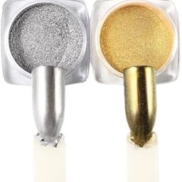 Kalap Nail Products Chrome Nail Powder Set, Reflective Glitter Metallic Mirror Effect for Nails Art Design, 3D Holographic Silver & Gold Pigment, 2 Pieces-image-46