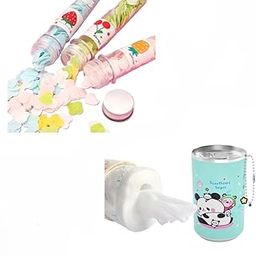 Kalra Magic 30 Pieces Tin Can Mini Wet Wipes With Cartoon Print & lower Design Tube Shape Bottle Paper Soap Clean Soft Bath For Travel (Pack of2)-image-47